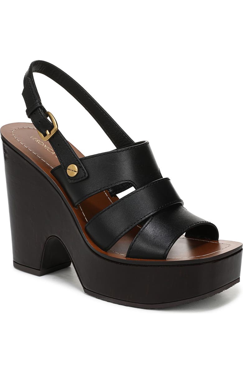 Veronica Beard Peony Slingback Platform Sandal, Main, color, Black