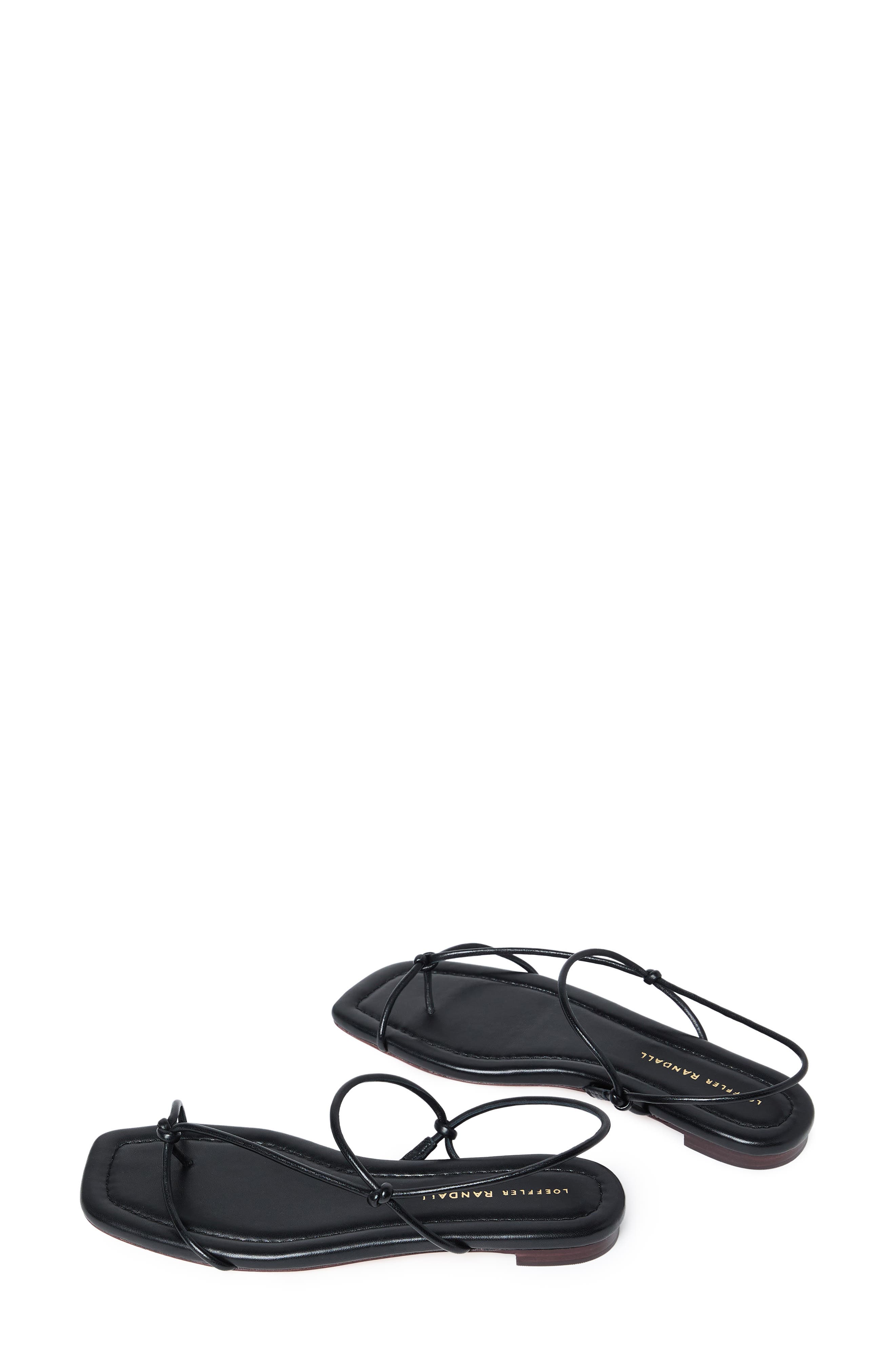 Loeffler Randall Eleanor Strappy Flat Leather Sandal, Alternate, color, Black