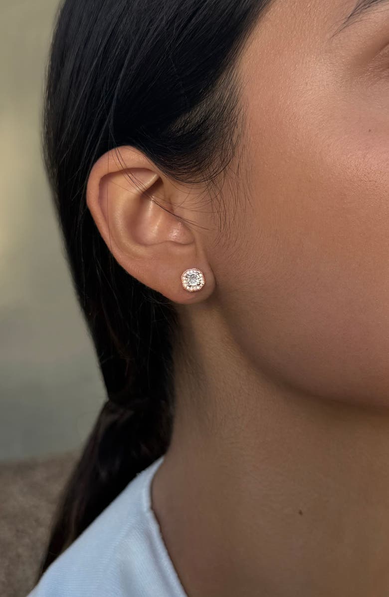 Adornia Cubic Zirconia Halo Stud Earrings, Alternate, color, Pink