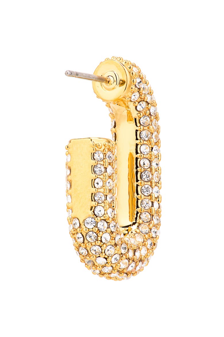 Crystal Pavé J-Hoop Earrings, Alternate, color, GOLD / CRYSTAL