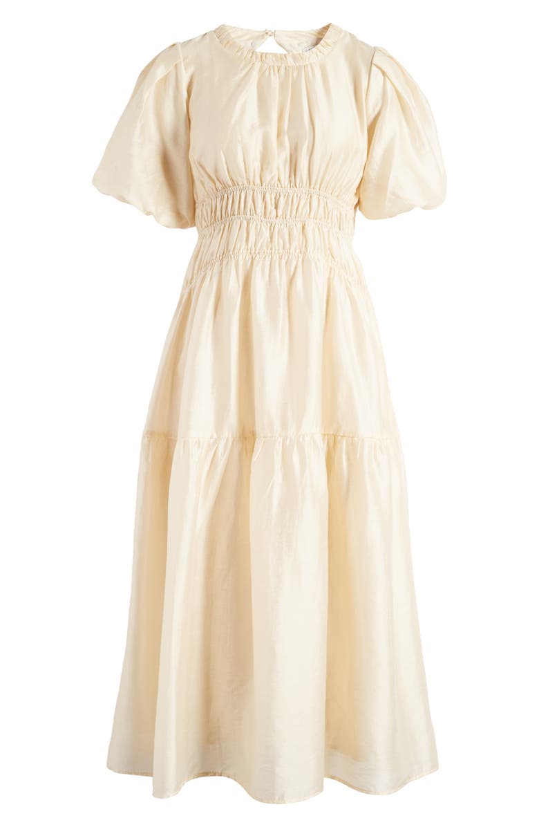 MOON RIVER Puff Sleeve Shirred A-Line Dress, Alternate, color,