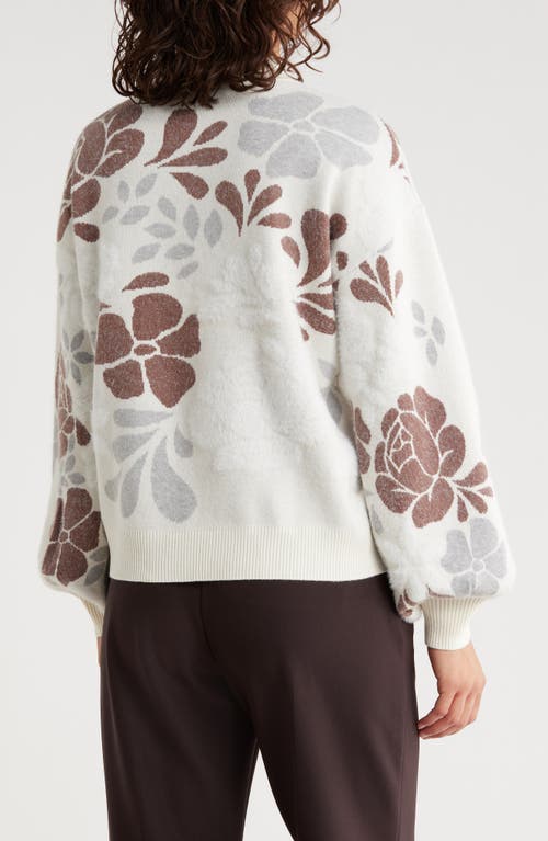 Bobeau Floral Jacquard Sweater In Gold