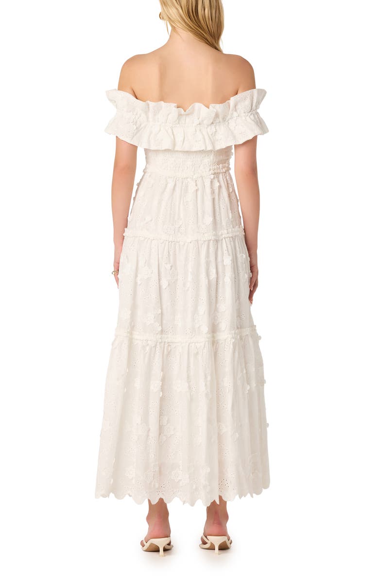 ASTR the Label Piccola Off the Shoulder Cotton Eyelet Dress, Alternate, color, White