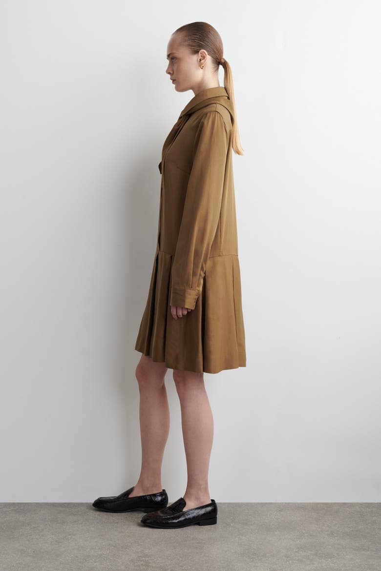 Scarf-Detail Dropped-Waist Mini Dress, Alternate, color, BROWN