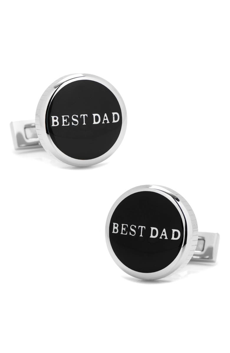 Cufflinks, Inc. Best Dad Cuff Links, Main, color, Silver/ Black