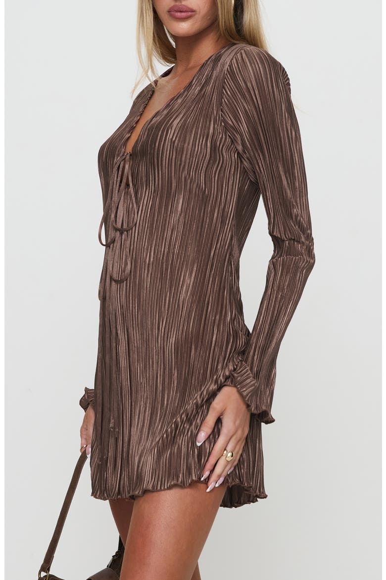 malop long sleeve mini dress sage Beaujolais Long Sleeve Cowl Neckline Ruffle Mini Dress Sage