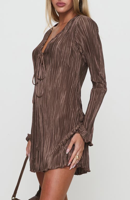 PRINCESS POLLY PRINCESS POLLY MALOP LONG SLEEVE PLISSÉ MINIDRESS