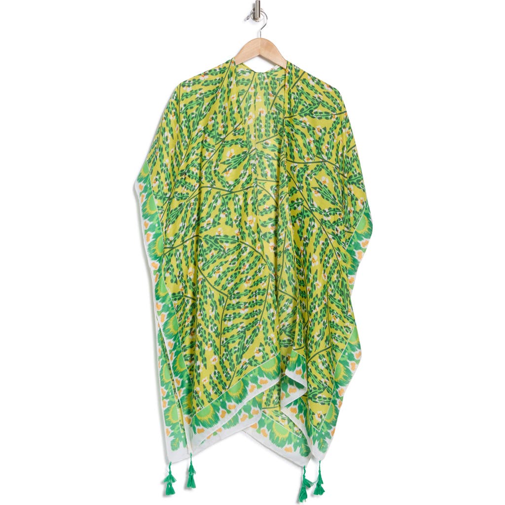 Area Stars Abstract Print Ruana In Green