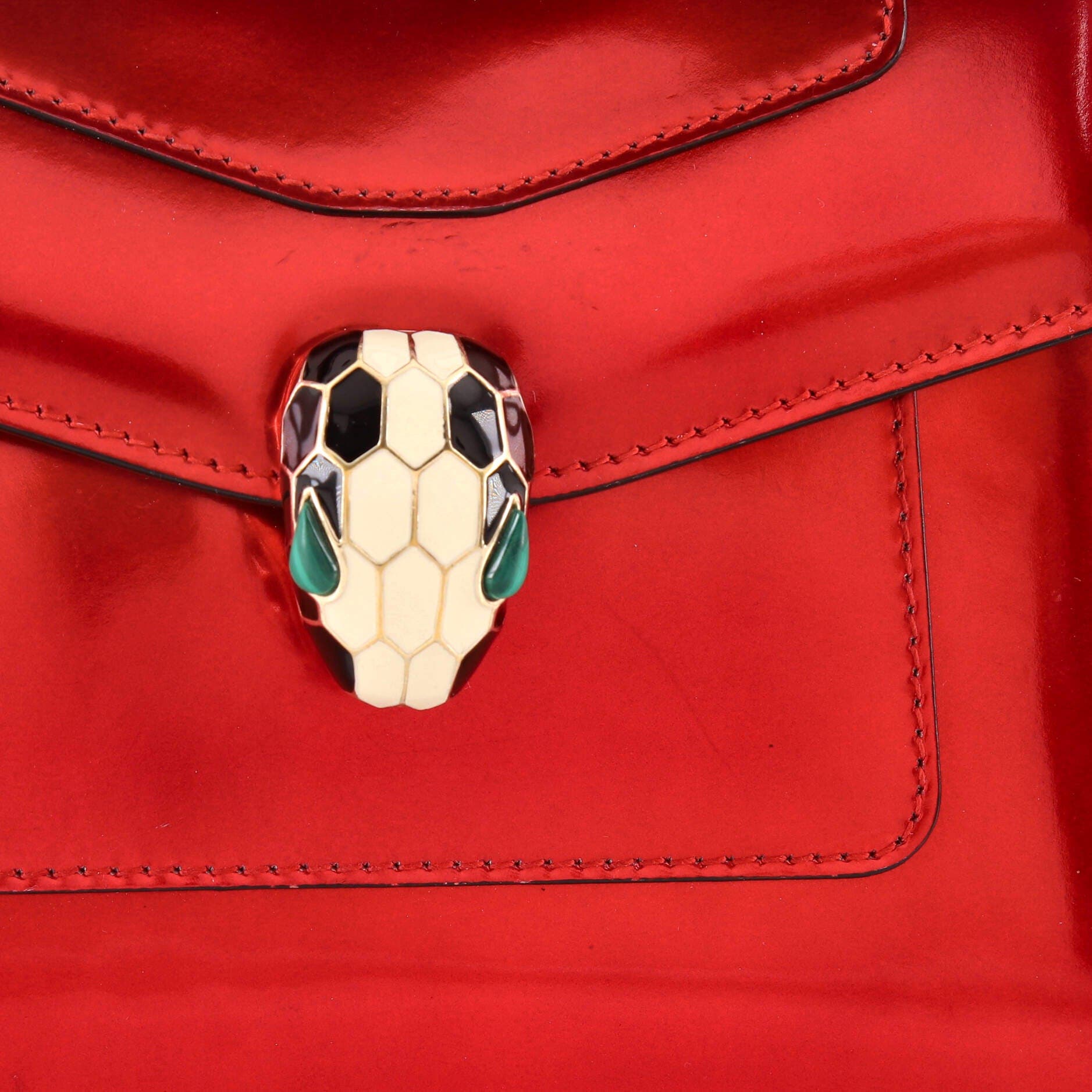 Serpenti Top Handle Bag Patent Small, Alternate, color, Red