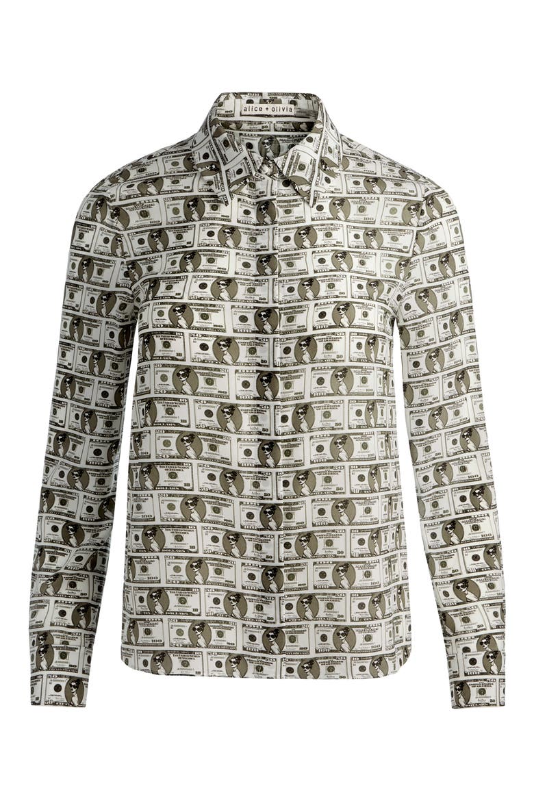 Willa Staceface Button-Up Silk Shirt, Alternate, color, PAYDAY MULTI