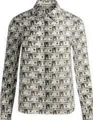 Alice + Olivia Willa Staceface Button-Up Silk Shirt