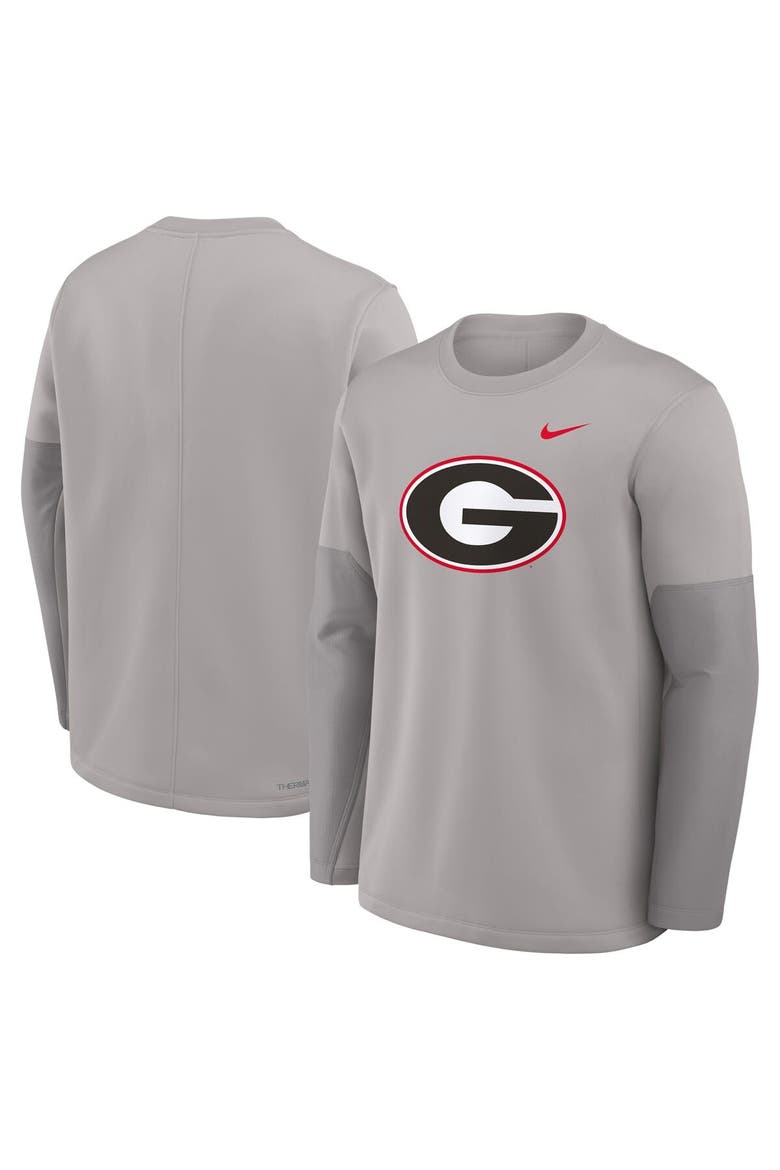 Men's Nike Gray Georgia Bulldogs 2025 Sideline Coach Performance Long Sleeve T-Shirt, Alternate, color, Gray