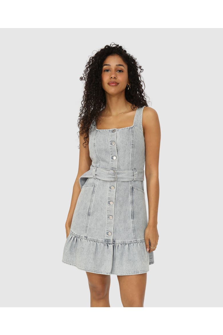 Reunite Denim Mini Dress, Alternate, color, Stonewash