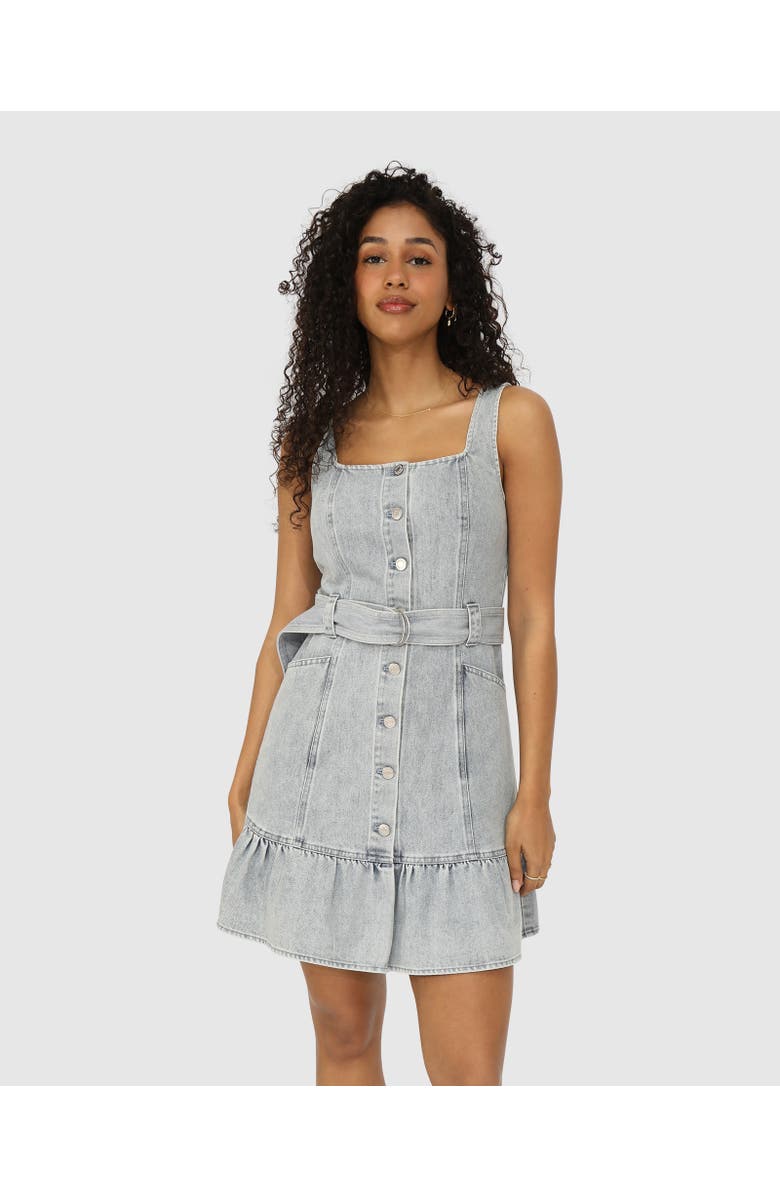 Belle & Bloom Reunite Denim Mini Dress, Alternate, color, Stonewash