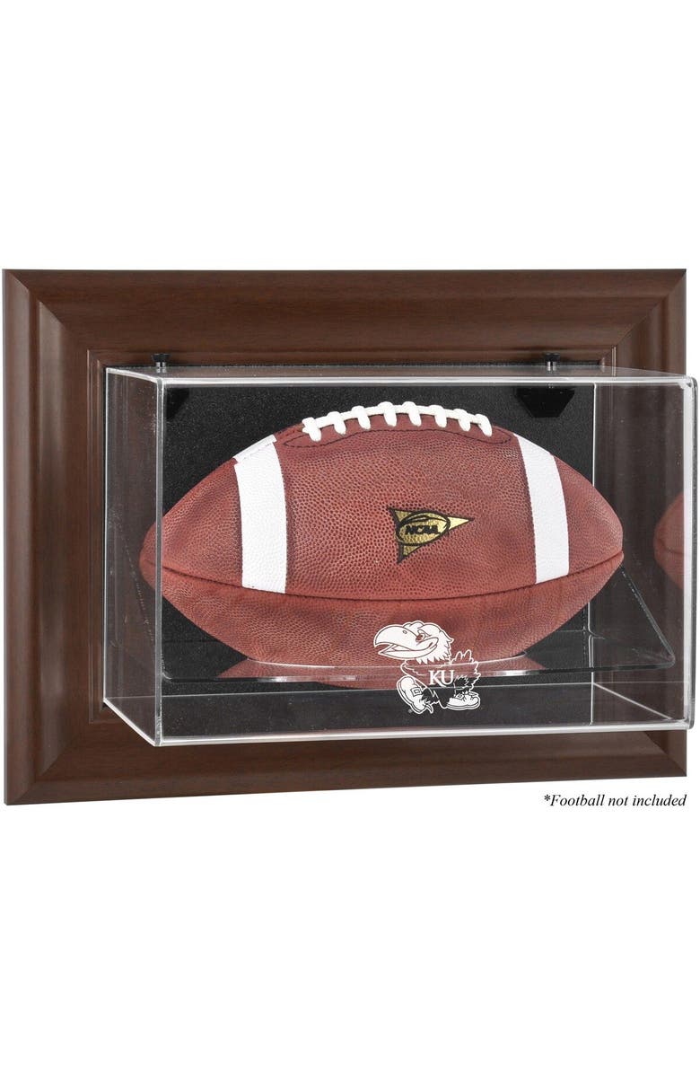 FANATICS AUTHENTIC Kansas Jayhawks Brown Framed Wall-Mountable Football Display Case, Main, color, 