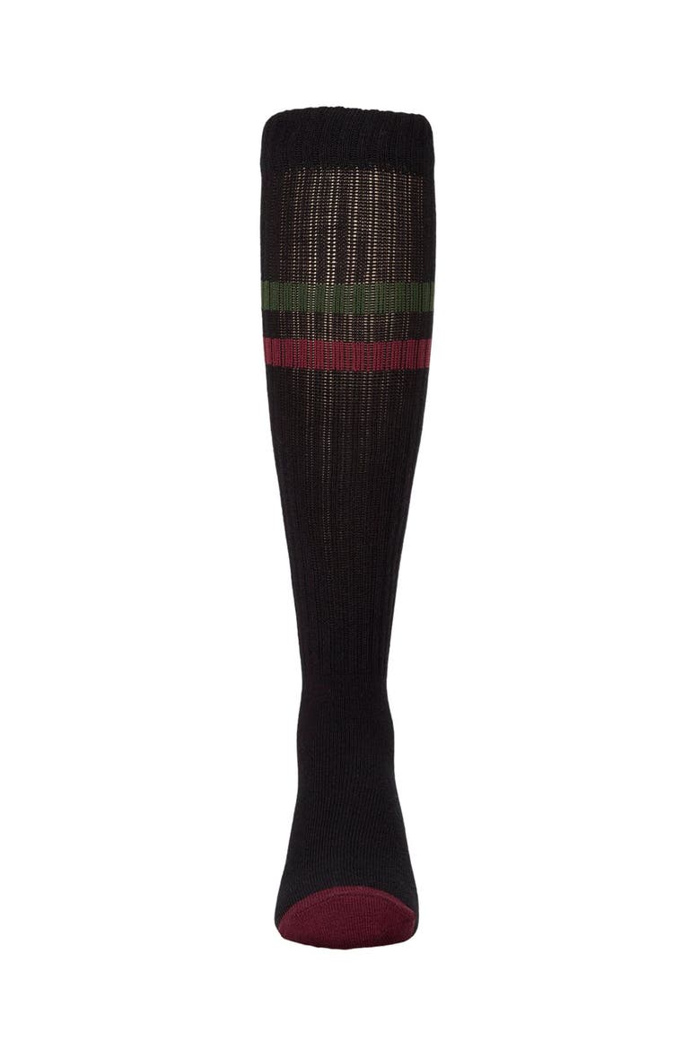 Smile Stripe Knee High Sock, Alternate, color, Black-Burgundy