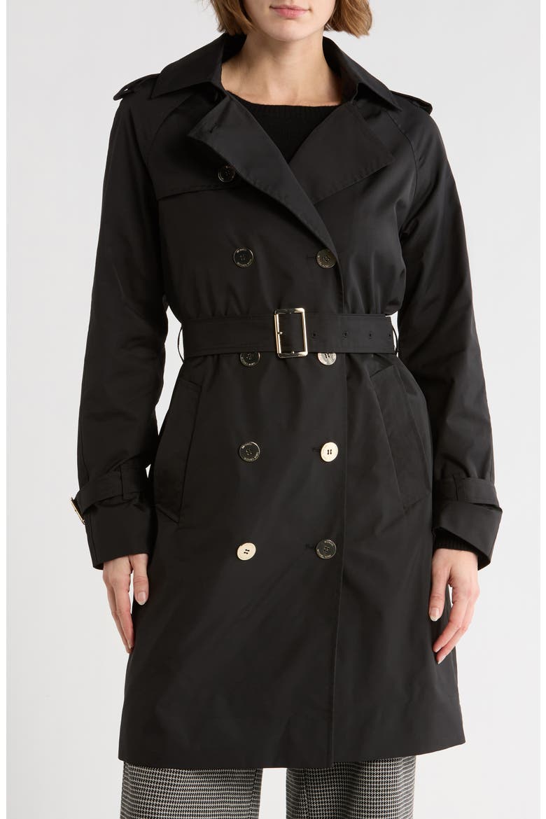 Belted Trench Coat, Main, color, BLACK