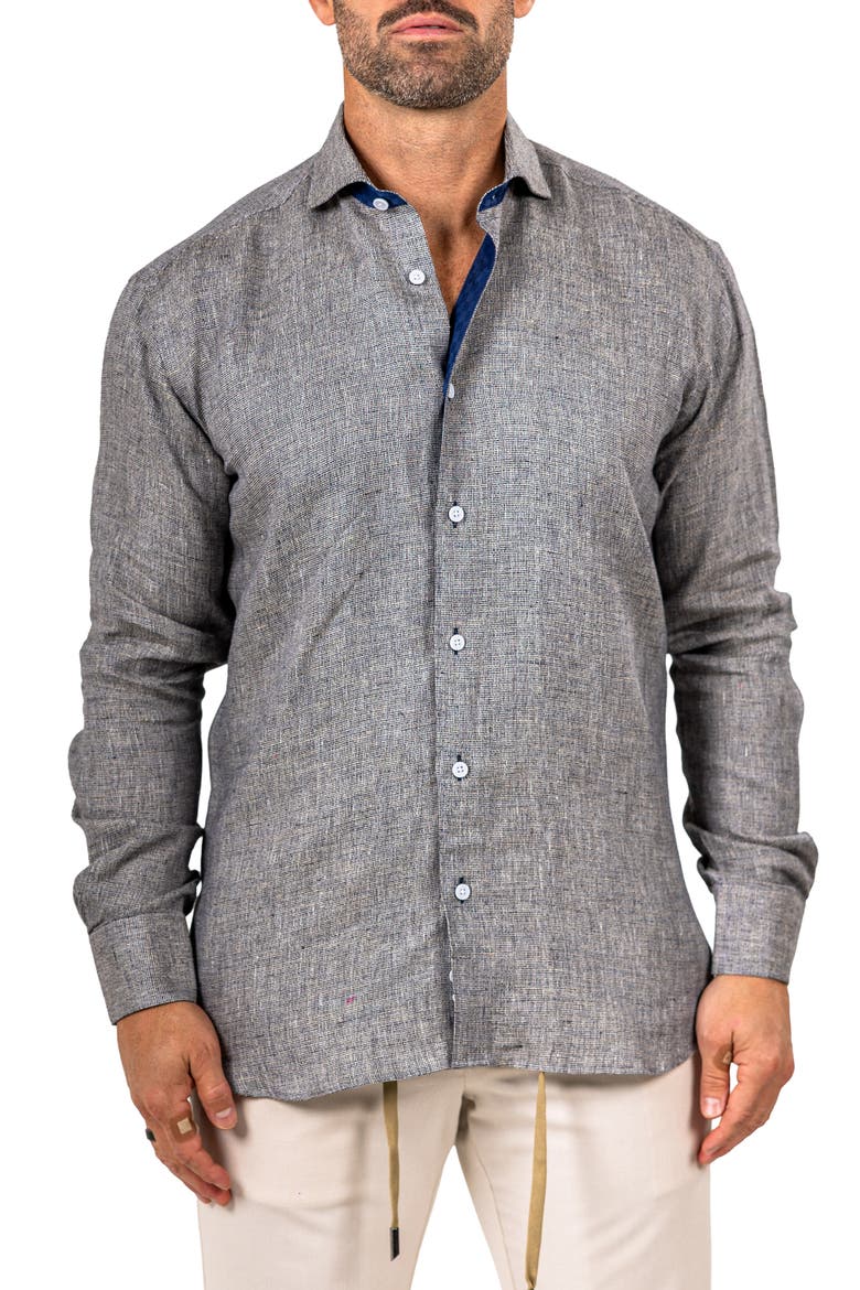 Eins Marthy Contemporary Fit Linen Button-Up Shirt, Main, color, GREY