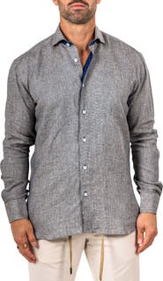 Maceoo Eins Marthy Contemporary Fit Linen Button-Up Shirt