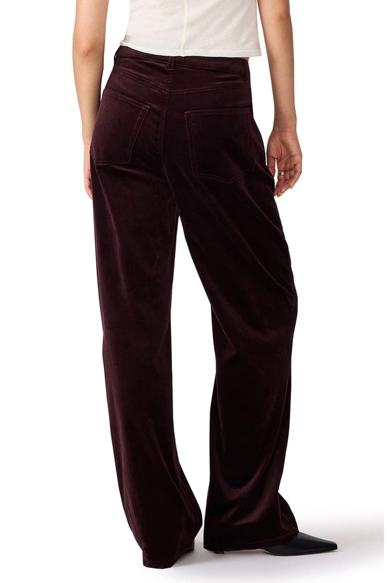 Sydnee Stretch Velvet Wide Leg Pants, Alternate, color, DEEP FIG