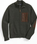 Brooks Brothers Rib Wool Military Zip Cardigan