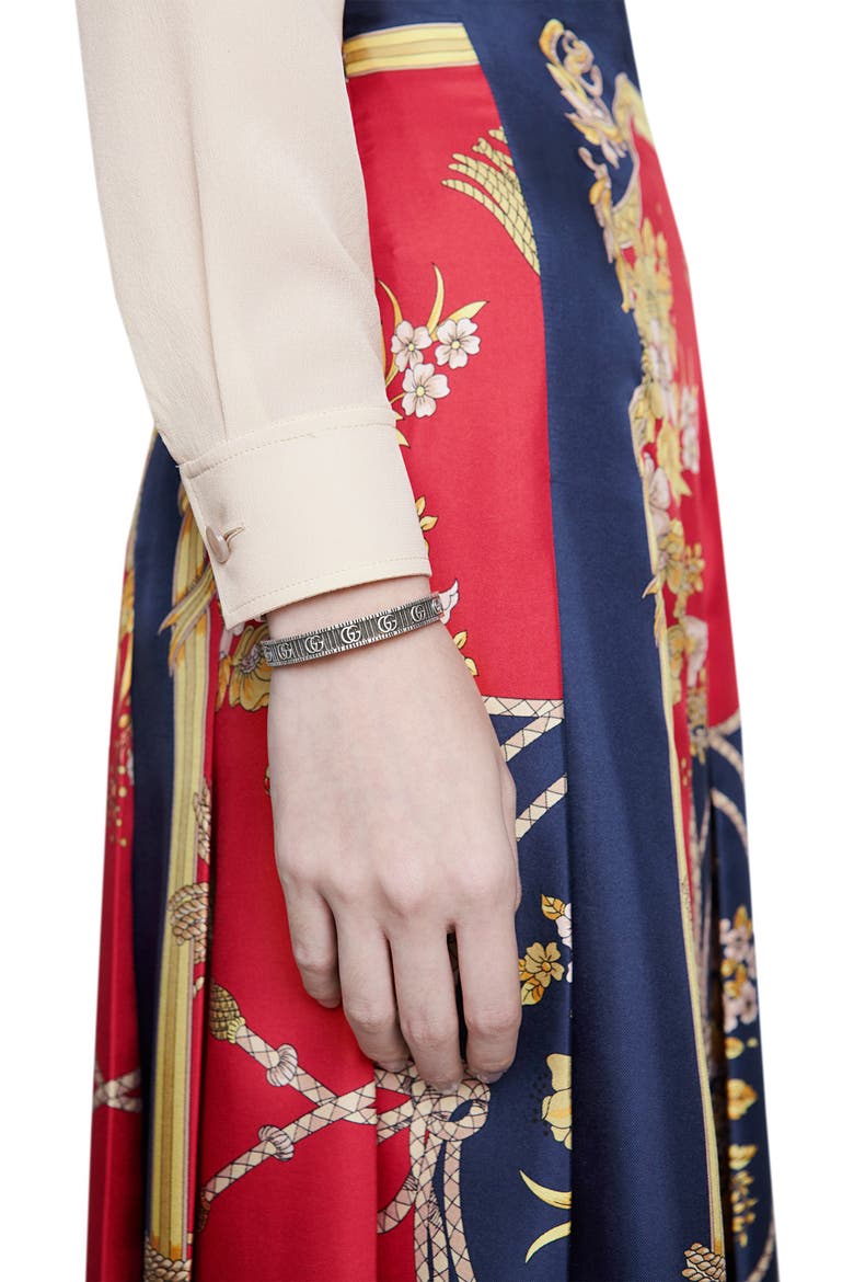 Double-G Cuff Bracelet, Alternate, color, SILVER