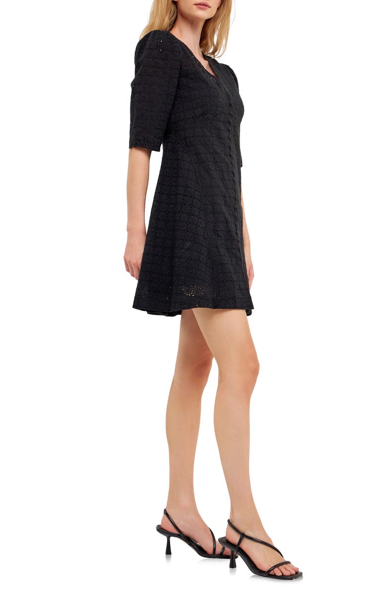 English Factory Broderie Lace Minidress, Alternate, color, Black