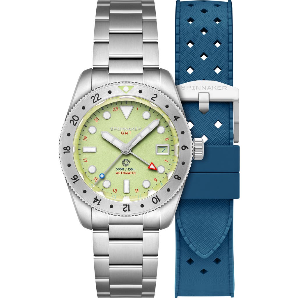 Spinnaker Croft Gmt Automatic Bracelet & Rubber Strap Watch, 39mm In Green