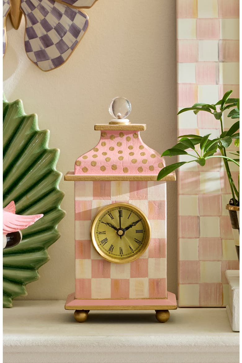 Rosy Check Wood Desk Clock, Alternate, color, ROSY