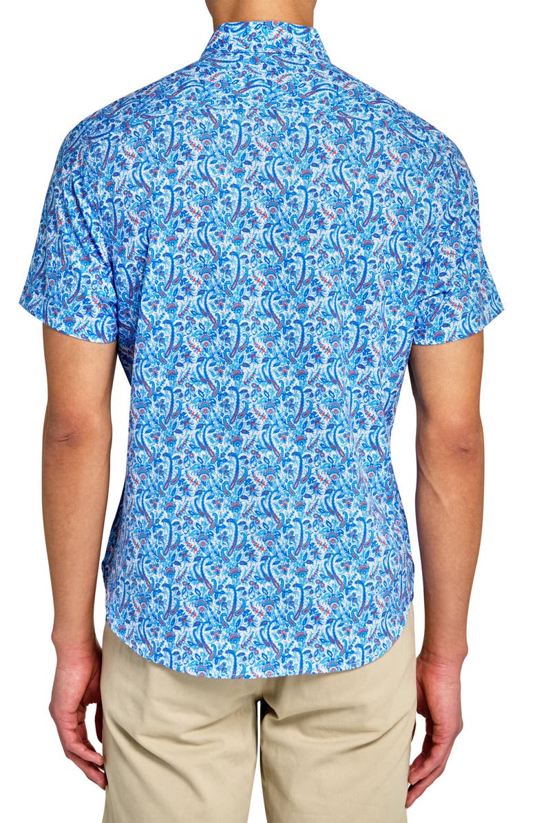 CONSTRUCT Slim Fit 4-Way Stretch Short Sleeve Button-Up Shirt, Alternate, color, Blue