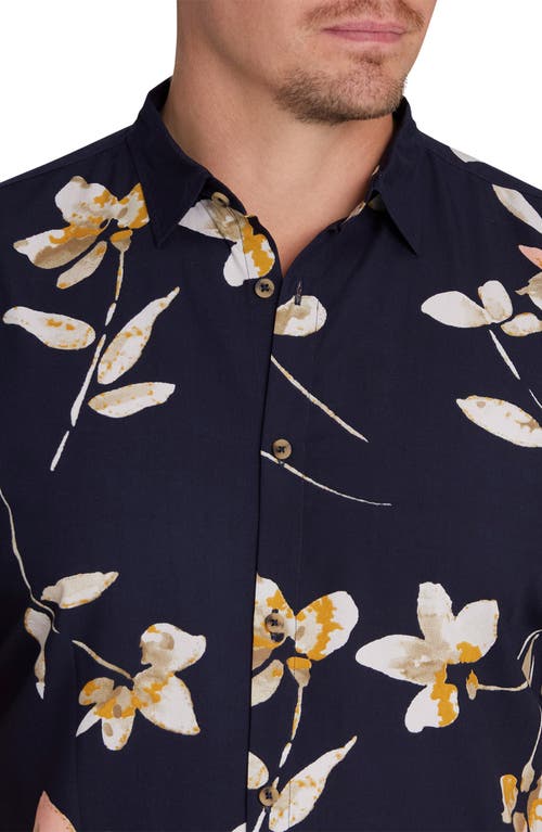 Johnny Bigg Rhodes Floral Short Sleeve Viscose & Linen Button-up Shirt