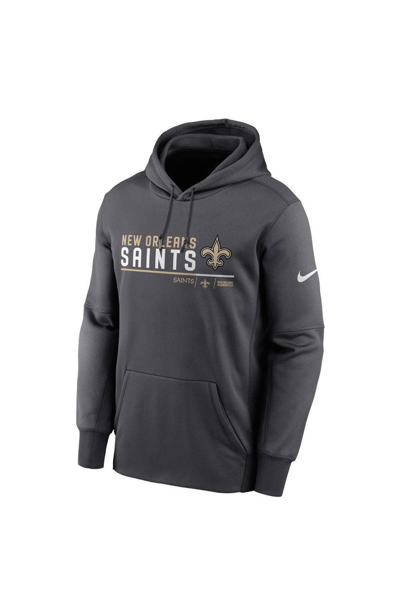 Nike Men's Nike Anthracite New Orleans Saints Prime Logo Name Split Pullover Hoodie, Alternate, color, Anthracite