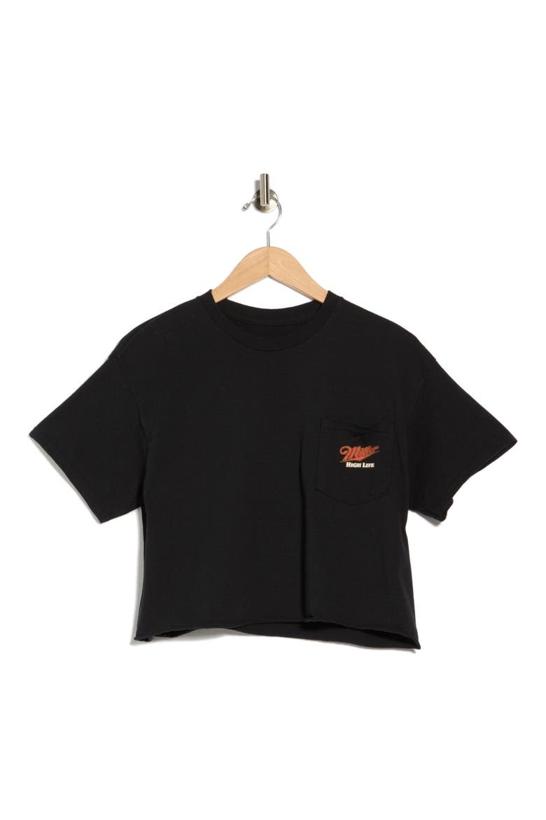 Miller High Life Flea Market Crop Cotton T-Shirt, Alternate, color, BLACK