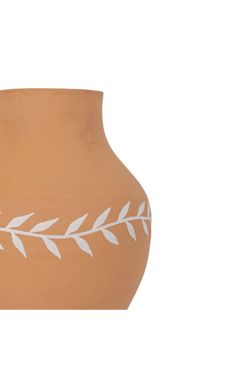 Foreside Home and Garden White Floral Vase Terracotta, Alternate, color, Orange