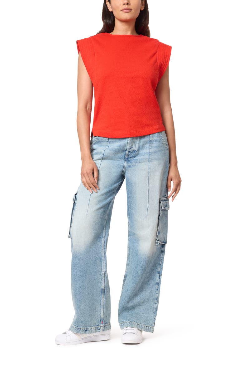 Cap Sleeve Cotton T-Shirt, Alternate, color, FLAME RED