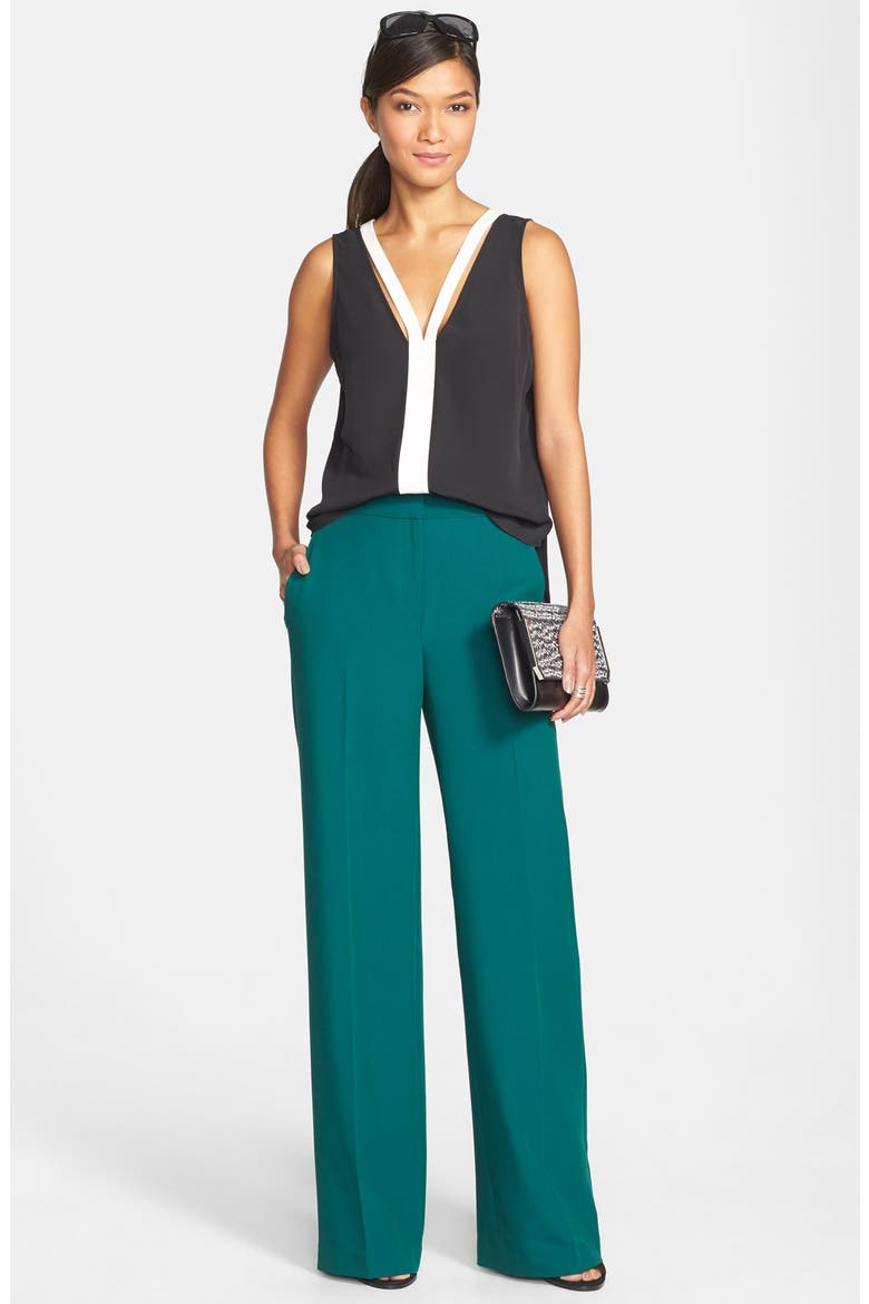 Flat Front Wide Leg Pants, Alternate, color, GREEN BOTANICAL