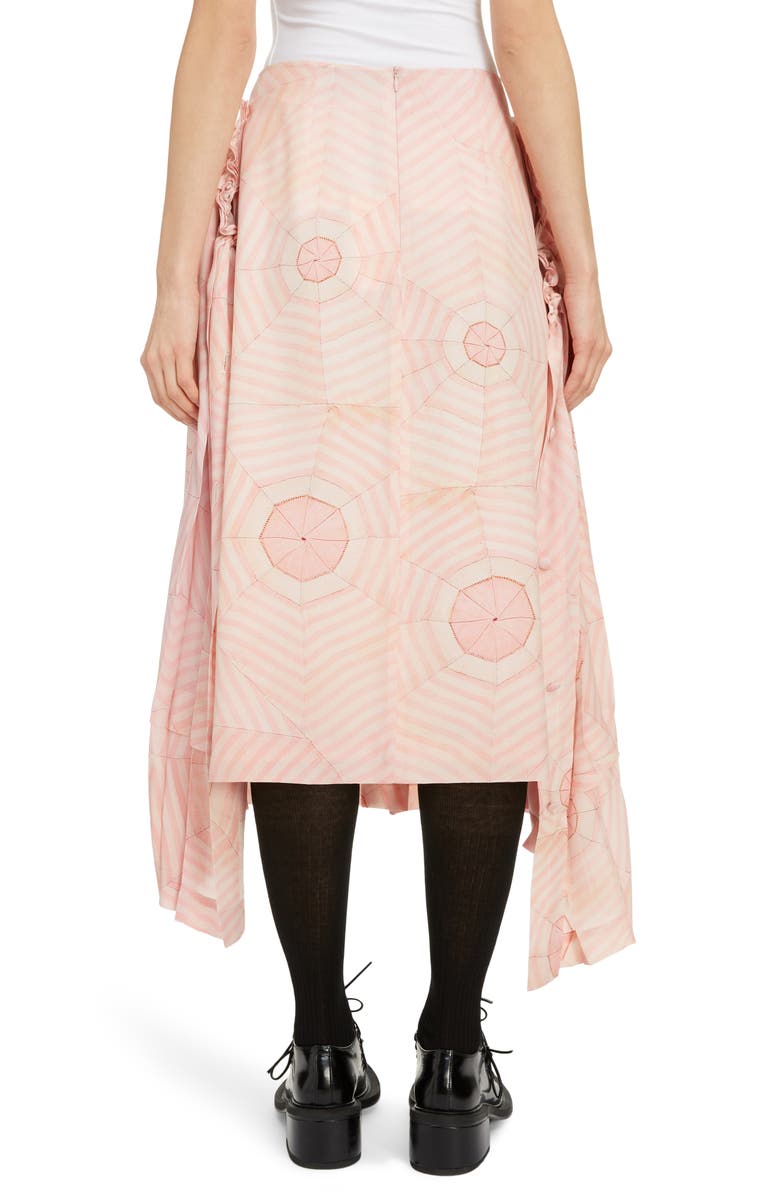 Simone Rocha Deconstructed Pleated Silk Crêpe de Chine Midi Skirt, Alternate, color,