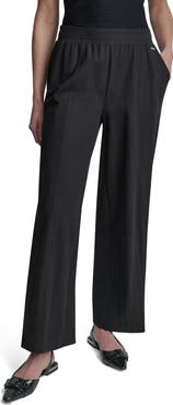 DKNY Logo Pull-On Wide Leg Pants