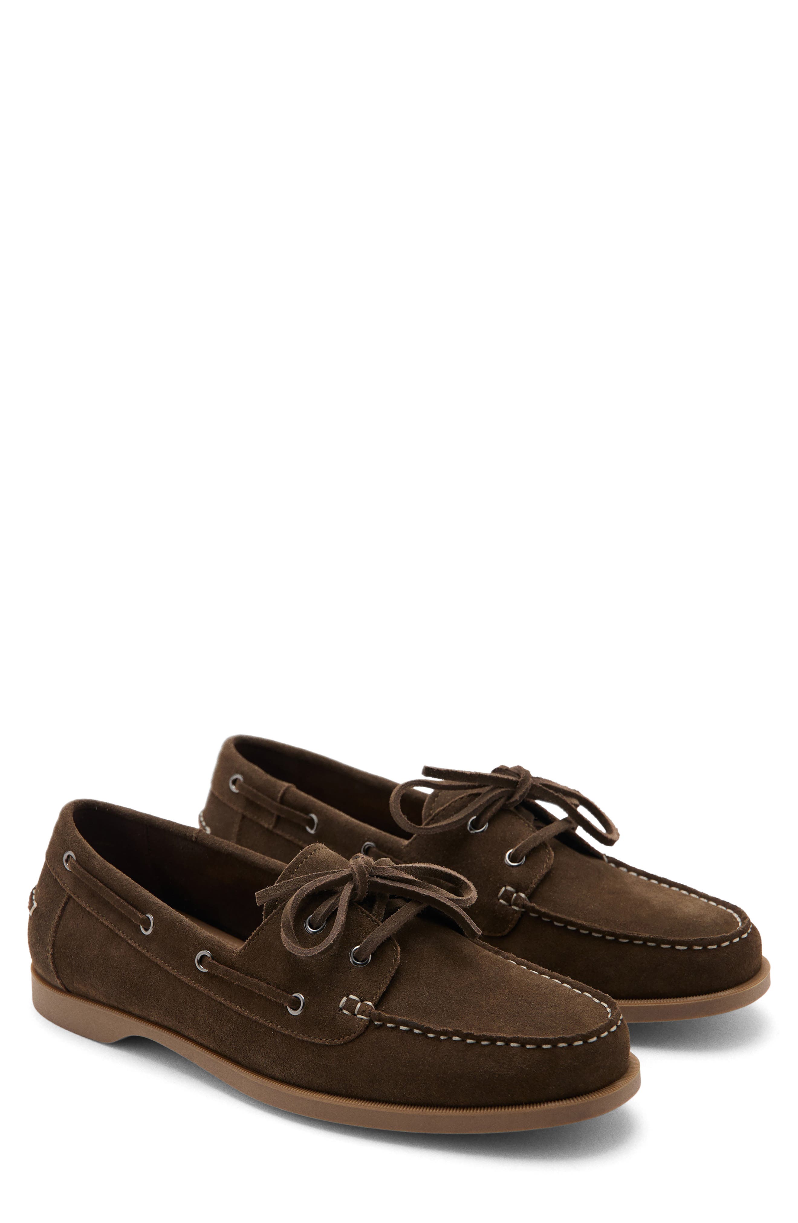 Leather Boat Shoe, Main, color, BROWN