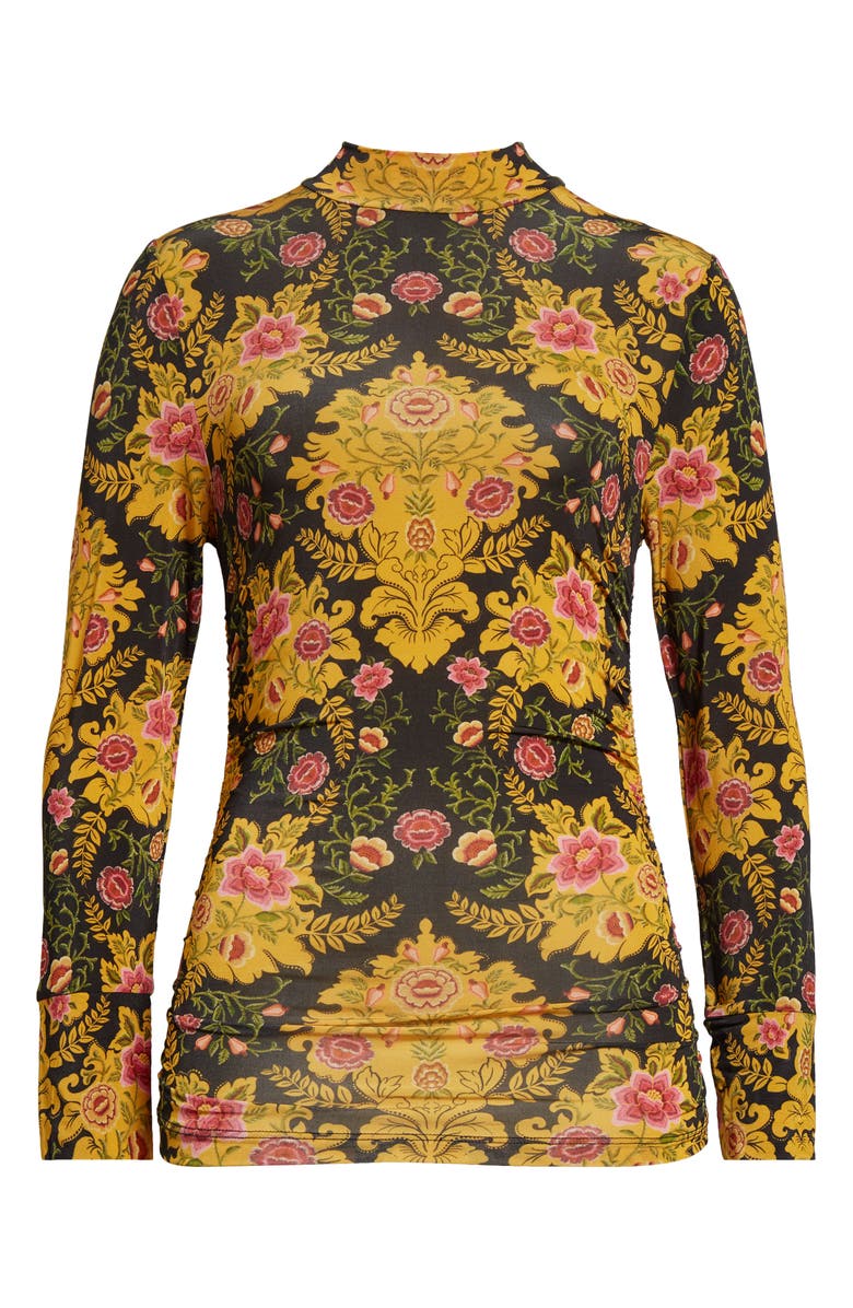 FARM Rio Arabesque Floral Mock Neck Jersey Top, Alternate, color, 