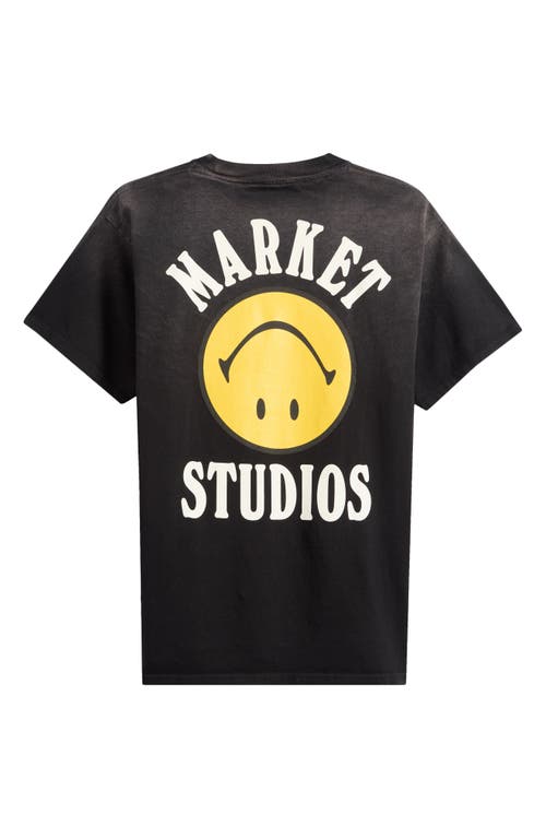 Market Smiley® Upside Down Cotton Graphic T-shirt In Black