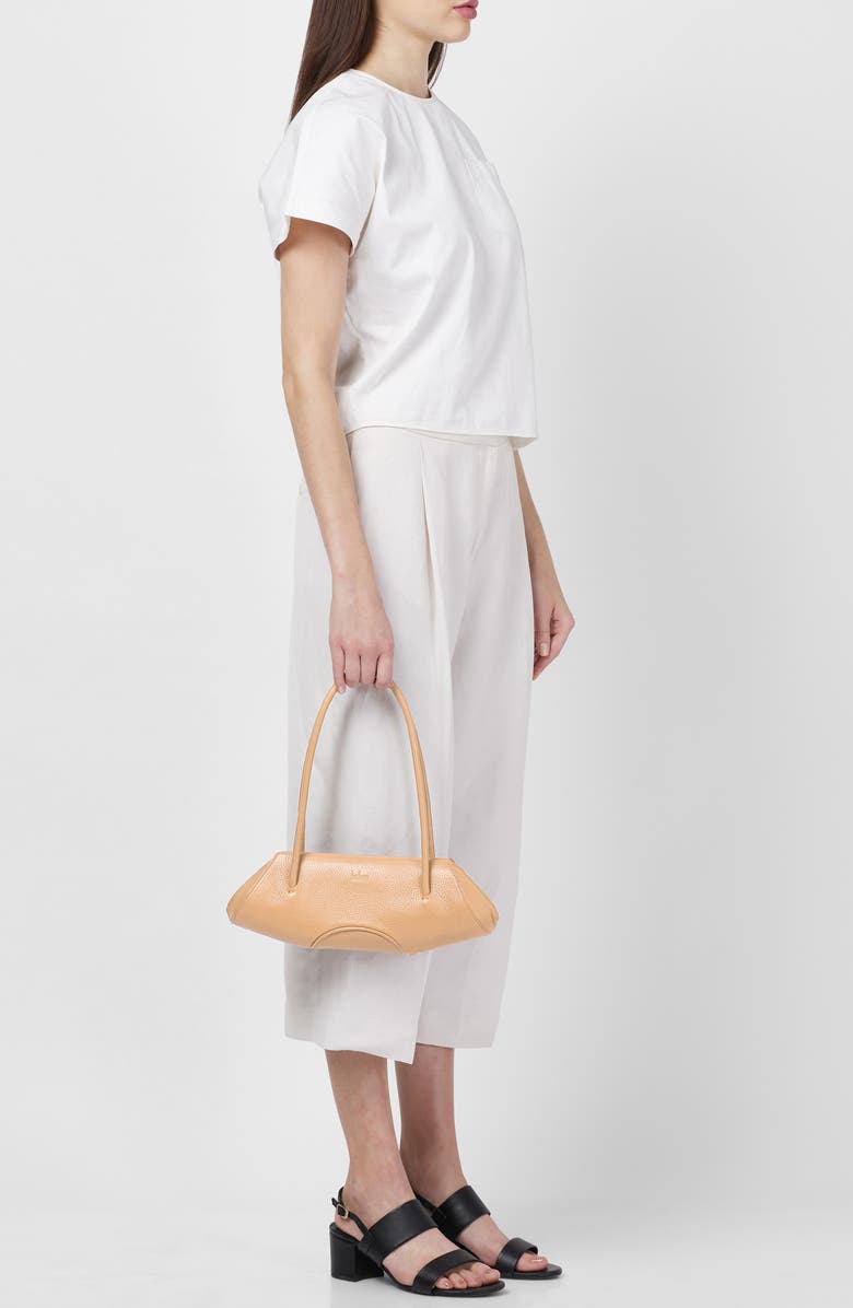 behno Mini Elizabeth Baguette Pebble Leather Shoulder Bag, Alternate, color, Peach