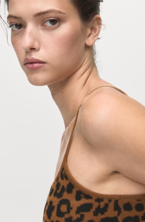 Mango Leopard Knit Crop Camisole In Brown