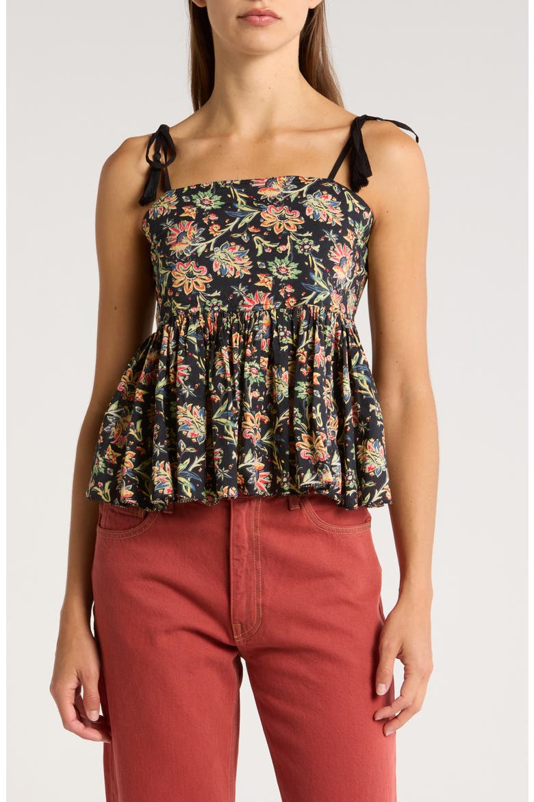 The Dainty Floral Sleeveless Top, Main, color, BLACK PRINT