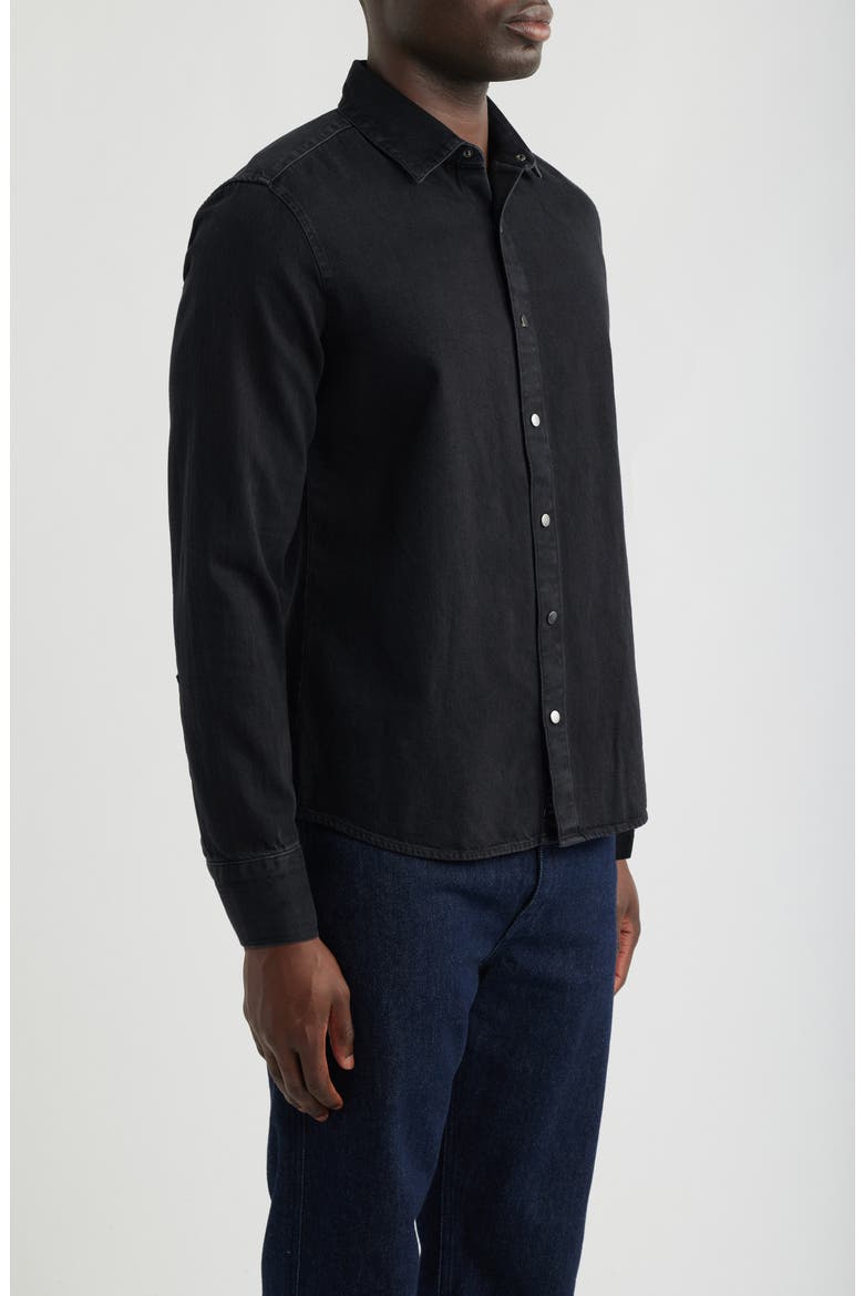 Cotton Twill Snap-Up Shirt, Alternate, color, BLACK INDIGO