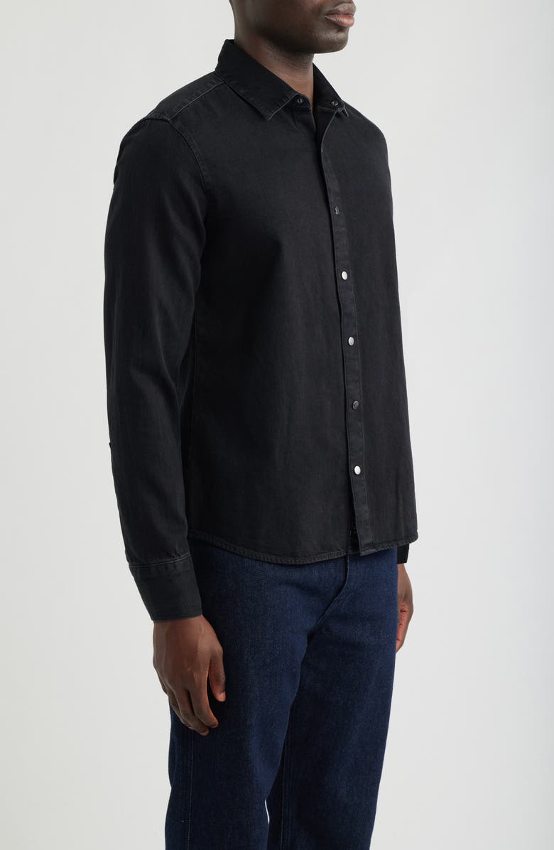Mavi Jeans Cotton Twill Snap-Up Shirt, Alternate, color, Black Indigo