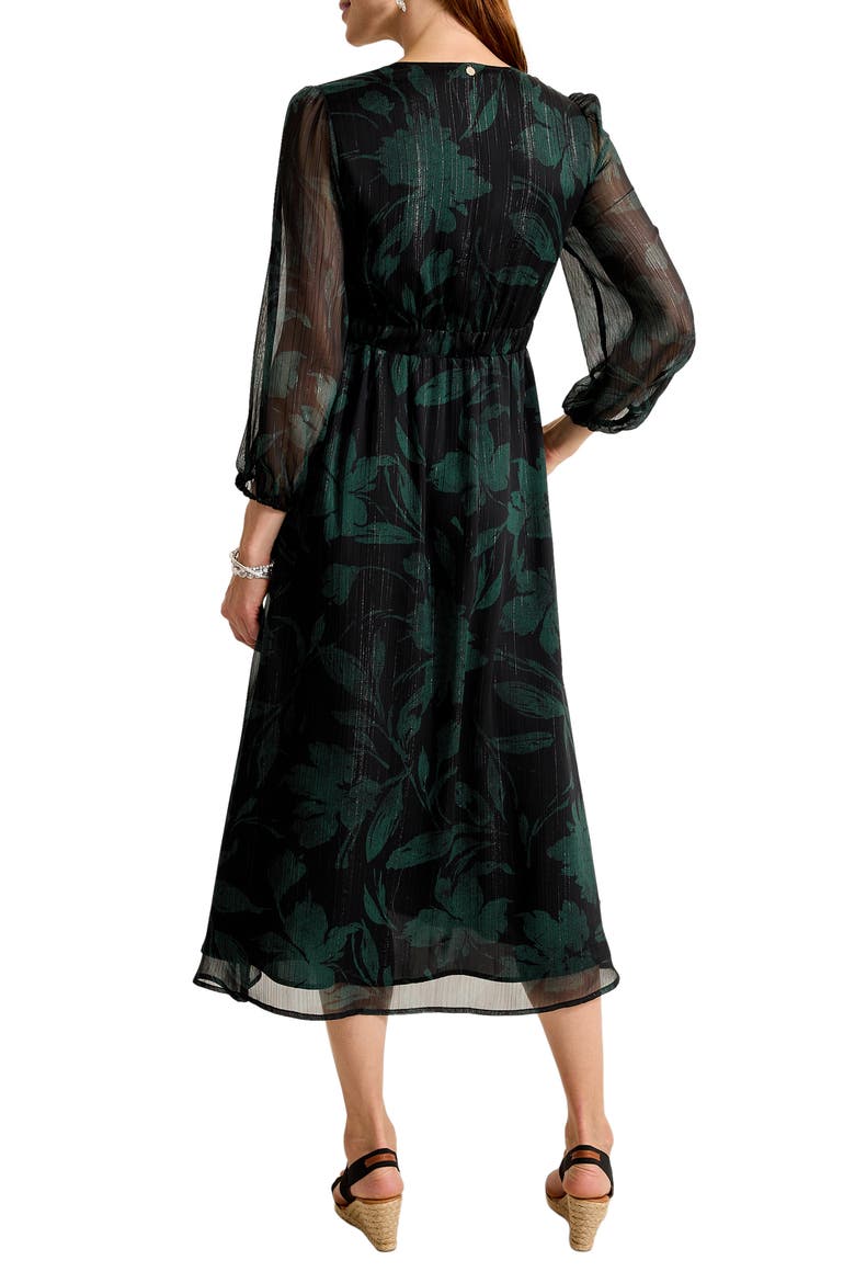 Bloom Beauty Metallic Long Sleeve Maxi Dress, Alternate, color, BLACK