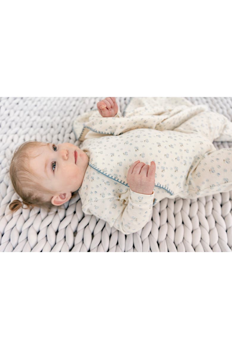 Ribbed Floral Romper with Bonnet, Alternate, color, Blue