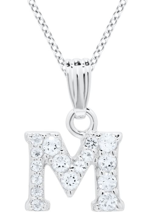 White Topaz Pavé Initial Pendant Necklace (Baby)