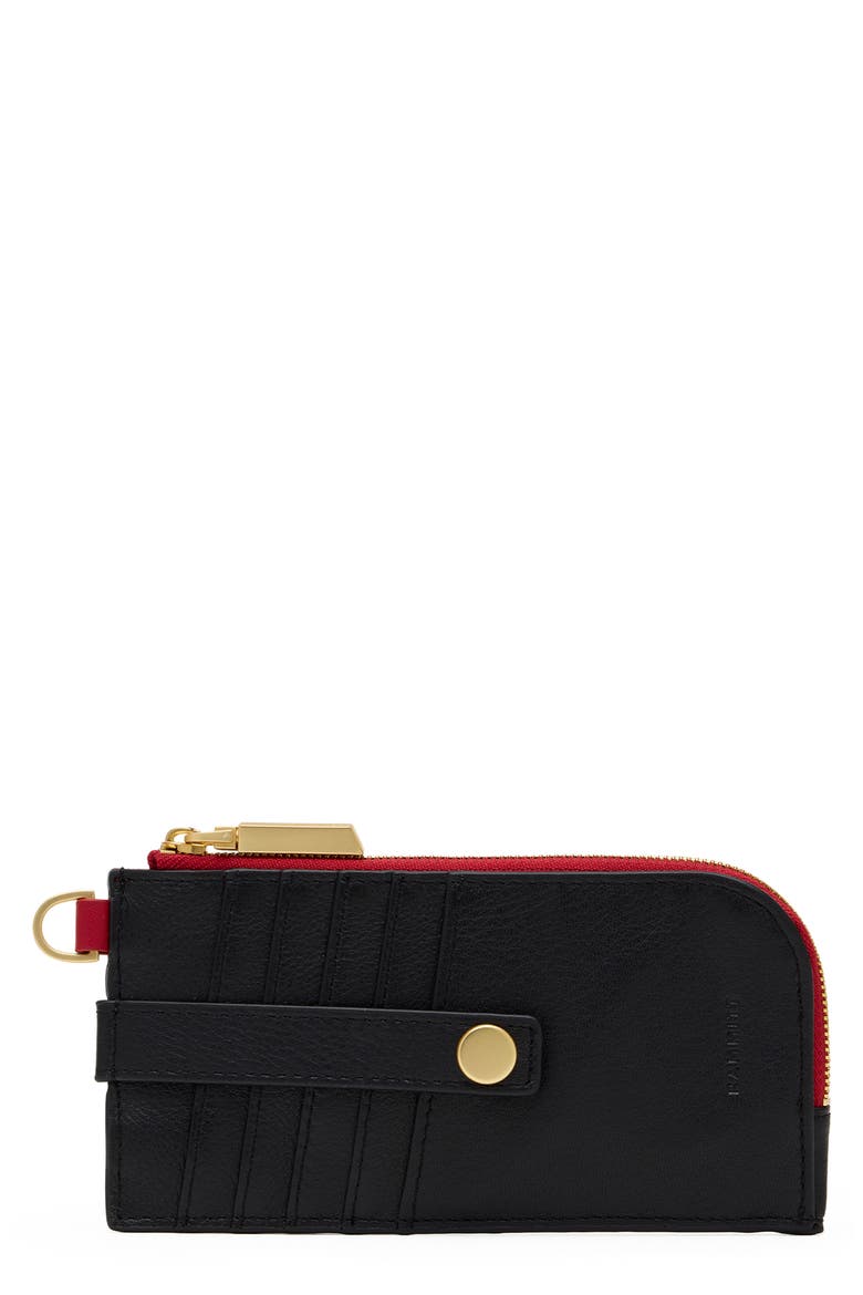 210 East Leather Wallet, Main, color, BLACK/ BRUSHED GOLD RED ZIP